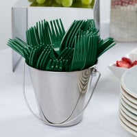 Creative Converting 019124 7 1/8 inch Hunter Green Disposable Plastic Fork - 24/Pack