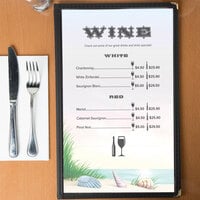 8 1/2 inch x 14 inch Menu Paper - Seafood Themed Coral Design Left Insert - 100/Pack
