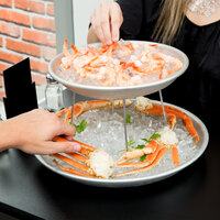 American Metalcraft 2 Tier Seafood Tower Set with Small Aluminum Trays and Stand