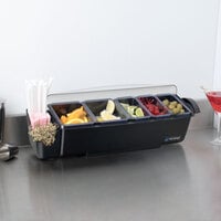 San Jamar BD4023S The Dome 5-Compartment Condiment Bar with Snap-On Caddies
