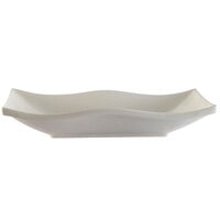 CAC TOK-W23 Fashionware 11 3/4 inch x 5 1/2 inch Bone White Wavy Edge Deep Rectangular Porcelain Platter - 12/Case