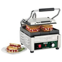 Waring WFG150 Tostato Perfetto Smooth Top & Bottom Panini Sandwich Grill - 9 3/4 inch x 9 1/4 inch Cooking Surface - 120V, 1800W