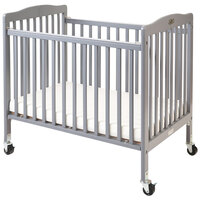L.A. Baby CW-883A The Little Wood Crib 24 inch x 38 inch Gray Mini / Portable Folding Wood Crib with 3 inch Vinyl Covered Mattress