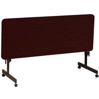 Correll Deluxe Flip Top Table, High Pressure Adjustable Height, 24 inch x 60 inch, Mahogany