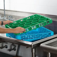 Carlisle REW20SC09 OptiClean NeWave 20 Compartment Green Color-Coded Short Glass Rack Extender