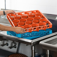 Carlisle REW20LC24 OptiClean NeWave 20 Compartment Orange Color-Coded Long Glass Rack Extender
