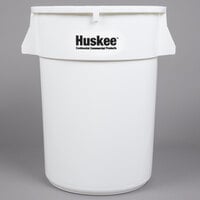 Continental 4444WH Huskee 44 Gallon White Round Trash Can