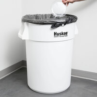 Continental 4444WH Huskee 44 Gallon White Round Trash Can