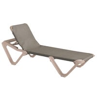 Grosfillex 99155181 / US155181 Nautical Sandstone / Taupe Stacking Adjustable Resin Sling Chaise