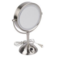 Conair BE119WH 8 1/2 inch Satin Nickel Freestanding LED Lighted Vanity Mirror with On / Off Switch