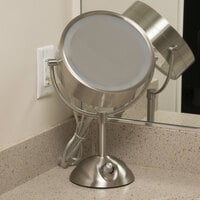Conair BE103WH 8 1/2 inch Satin Nickel Freestanding Lighted Vanity Mirror with 4 Setting Dial