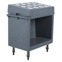 Cambro TDCR12191 Granite Gray Tray and Dish Cart with Cutlery Rack and Protective Vinyl Cover