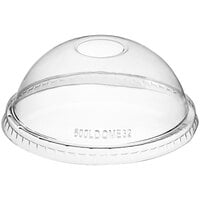 Choice 32 oz. Clear Plastic Dome Lid with Hole - 50/Pack