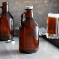 Libbey 70216 32 oz. Amber Growler with Lid - 12/Case