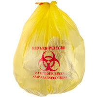 44 Gallon 37 inch x 50 inch Yellow Infectious Linen High Density Isolation Medical Waste Bag / Biohazard Bag 17 Microns - 200/Case