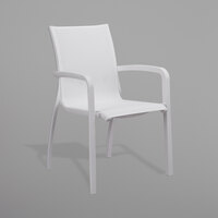Grosfillex XA645096 / US645096 Sunset White Resin Stacking Sling Arm Chair with Glacier White Frame