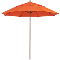 Grosfillex 98801931 Windmaster 9' Orange Fiberglass Umbrella with 1 1/2 inch Aluminum Pole