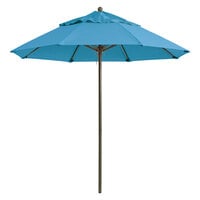Grosfillex 98319431 Windmaster 7 1/2' Sky Blue Fiberglass Umbrella with 1 1/2" Aluminum Pole