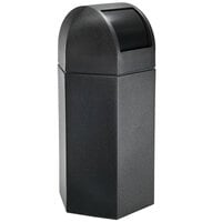 Commercial Zone 73760199 PolyTec Series Black 50 Gallon Hexagon Trash Can with Dome Lid