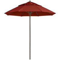 Grosfillex 98818231 Windmaster 9' Terra Cotta Fiberglass Umbrella with 1 1/2 inch Aluminum Pole