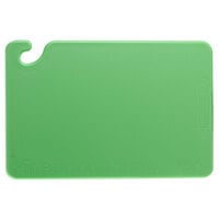 San Jamar CB121812GN Cut-N-Carry® 18" x 12" x 1/2" Green Cutting Board with Hook