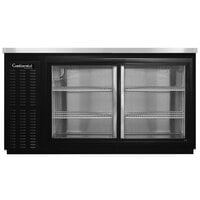 Continental Refrigerator BB59NSGD 59 inch Black Sliding Glass Door Back Bar Refrigerator
