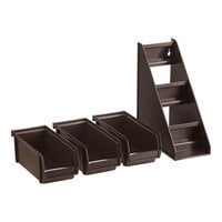 Vollrath 4843-01 Traex® Brown Self-Serve Condiment Bin Stand Set with 3-Tier Stand and 11 1/4" Condiment Bins