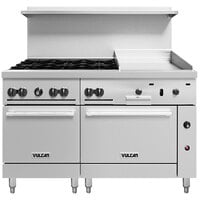 Vulcan 60SS-6B24GTP Endurance Liquid Propane 6 Burner 60 inch Range with 24 inch Thermostatic Griddle and 2 Standard Ovens - 278,000 BTU