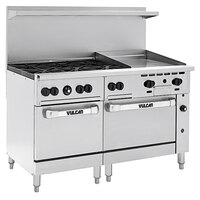 Vulcan 60SC-6B24GTP Endurance Liquid Propane 6 Burner 60" Range with 24" Thermostatic Griddle, 1 Standard, and 1 Convection Oven - 278,000 BTU