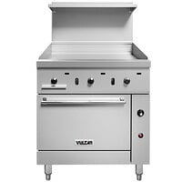 Vulcan 36C-36GTN Endurance Natural Gas 36" Range with Thermostatic Griddle and Convection Oven Base - 95,000 BTU