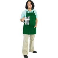 Chef Revival Kelly Green Poly-Cotton Customizable Bib Apron with 1 Pocket - 28 inch x 25 inch