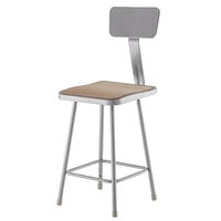 National Public Seating 6324B 24 inch Gray Hardboard Square Lab Stool with Adjustable Back