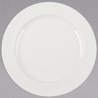 Libbey 950038868 Cascade 9 1/8" Ivory (American White) Round Medium Rim Stacking Low Profile Flint Porcelain Plate - 12/Case