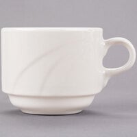 Syracuse China 950038123 Cascade 8.5 oz. Ivory (American White) Flint Porcelain Stacking Cup - 36/Case