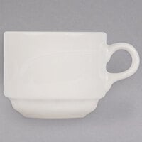 Syracuse China 950093107 Cascade 8.5 oz. Ivory (American White) Savoy Flint Porcelain Stacking Cup - 36/Case