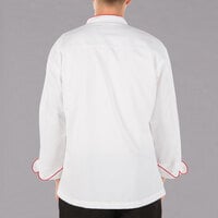 Mercer Culinary Renaissance® M62015 Unisex Lightweight White Executive Customizable Jacket with Red Piping - XL