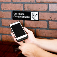 Tablecraft 394565 Cell Phone Charging Station Sign - Black and White, 9 inch x 3 inch