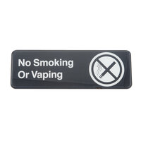Tablecraft 394564 No Smoking or Vaping Sign - Black and White, 9" x 3"