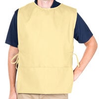 Intedge Yellow Adjustable Poly-Cotton Cobbler Apron with 2 Pockets - 29 inchL x 17.5 inchW