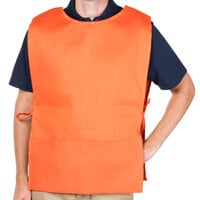Intedge Orange Adjustable Poly-Cotton Cobbler Apron with 2 Pockets - 29 inchL x 17.5 inchW