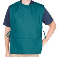 Intedge Teal Adjustable Poly-Cotton Cobbler Apron with 2 Pockets - 29 inchL x 17.5 inchW