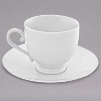 10 Strawberry Street RW0010 Royal White 8 oz. White Round Porcelain Sophia Cup with Saucer - 24/Case