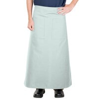 Intedge Sea Green Poly-Cotton Bistro Apron with 2 Pockets - 38 inch x 33.5 inch