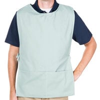 Intedge Sea Green Adjustable Poly-Cotton Cobbler Apron with 2 Pockets - 29 inchL x 17.5 inchW
