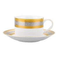 10 Strawberry Street ELE-9 Elegance 8 oz. Porcelain Can Cup with Saucer - 24/Case