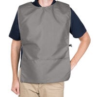 Intedge Gray Adjustable Poly-Cotton Cobbler Apron with 2 Pockets - 29 inchL x 17.5 inchW