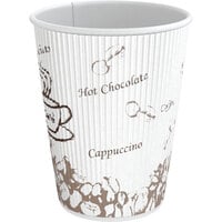 Choice 12 oz. Double Wall Bean Print Paper Hot Cup - 25/Pack