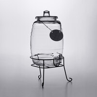 Acopa 2.5 Gallon Barrel Glass Beverage Dispenser with Infusion Chamber, Chalkboard Sign and Black Stand