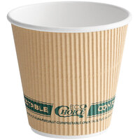 EcoChoice 8 oz. Double Wall Kraft Compostable Paper Hot Squat Cup - 25/Pack