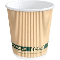 EcoChoice 8 oz. Squat Double Wall Kraft Compostable Paper Hot Cup - 25/Pack